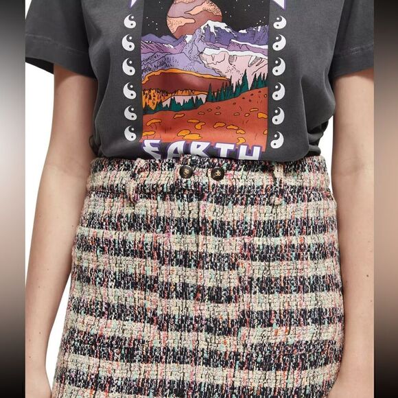 NWT Scotch & Soda Multicolor Mini Tweed Skirt Size Medium - Picture 2 of 9